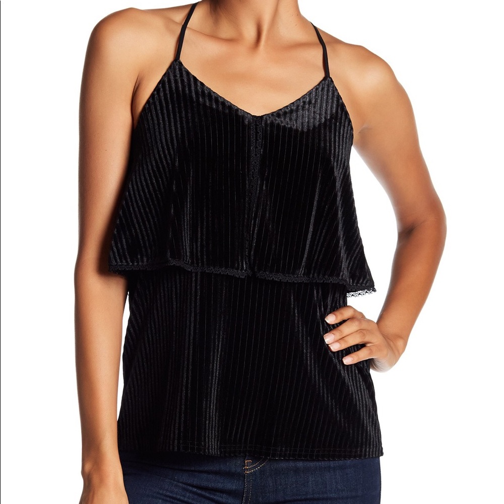 Ro & De ribbed velvet camisole tank